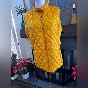 Marc New York Mustard Yellow Quilted Zip-Up Puffer Vest - Women's Size Large